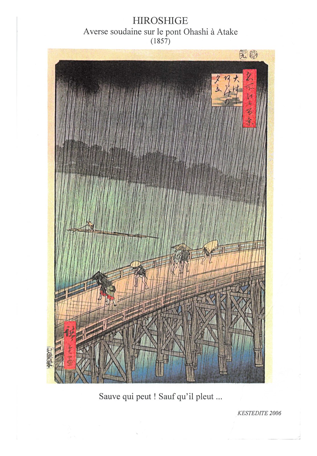 Averse soudaine sur le pont Ohashi à Atake