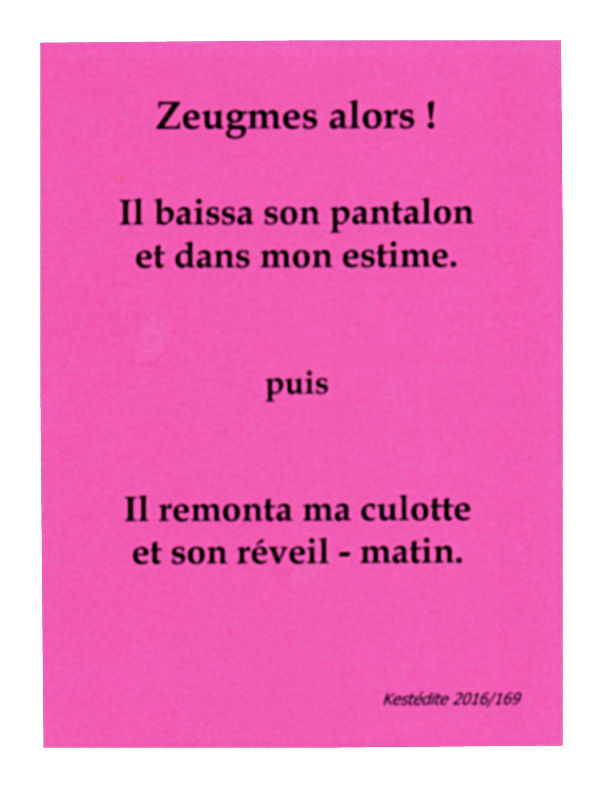 Zeugmes alors !